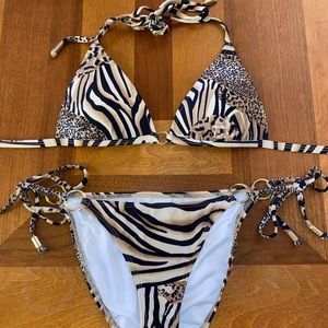 VODA Animal Print Hoop String Envy Push Up Bikini